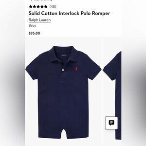 Ralph Lauren Navy Kids Polo Romper